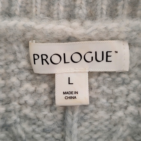Prologue Aqua & White Chunky Turtle Neck Sweater/ Size L - Picture 5 of 10